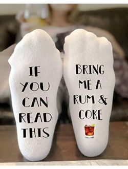 If You Can Read This Bring Me A Rum and Coke Socks Novelty Funky Crew Socks Men Women Christmas Gifts Cotton Slipper Socks