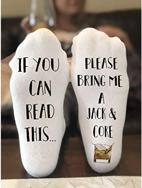 If You Can Read This Bring Me A Jack And Coke Novelty Funky Crew Socks Men Women Christmas Gifts Cotton Slipper Socks