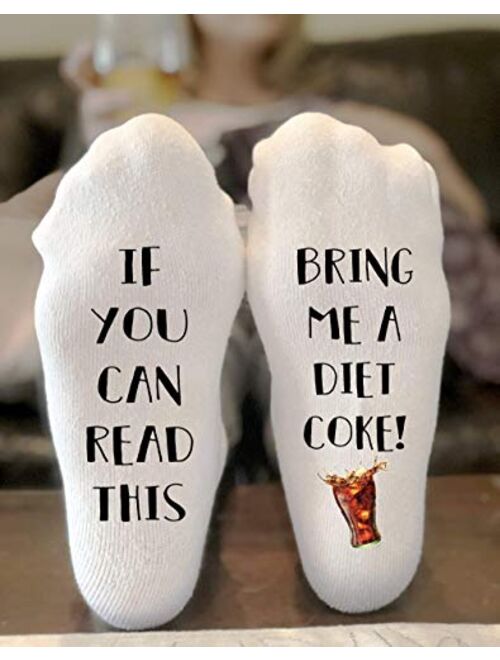 If You Can Read This Bring Me A Diet Coke Socks Funny Novelty Funky Crew Socks Men Women Christmas Gifts Slipper Socks Gift for Grandma Mother Father