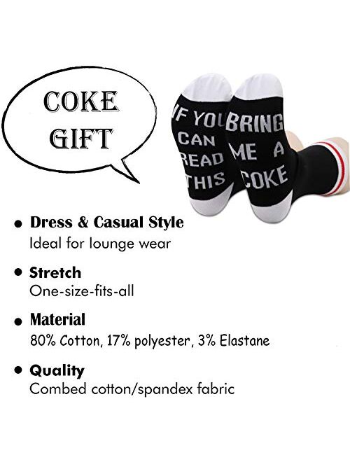 TSOTMO 2 Pairs Coke Gift Drink Lover Coke Lover Socks If You Can Read This Bring Me A Coke Novelty Socks For Men Women