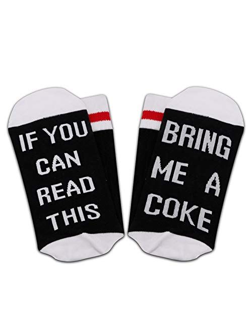 TSOTMO 2 Pairs Coke Gift Drink Lover Coke Lover Socks If You Can Read This Bring Me A Coke Novelty Socks For Men Women