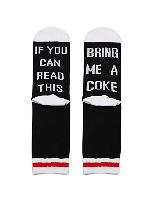 TSOTMO 2 Pairs Coke Gift Drink Lover Coke Lover Socks If You Can Read This Bring Me A Coke Novelty Socks For Men Women