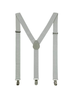 Wizland Men's Suspender Adult Suspender Solid Straight Clip Adjustable Suspender Wide Band with Heavy Duty Metal Clips