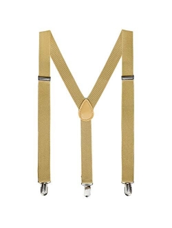 Wizland Men's Suspender Adult Suspender Solid Straight Clip Adjustable Suspender Wide Band with Heavy Duty Metal Clips