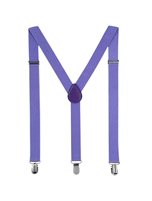 Wizland Men's Suspender Adult Suspender Solid Straight Clip Adjustable Suspender Wide Band with Heavy Duty Metal Clips