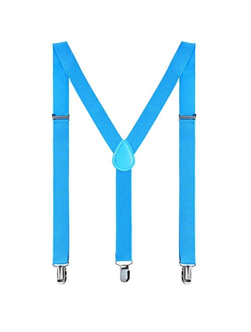 Wizland Men's Suspender Adult Suspender Solid Straight Clip Adjustable Suspender Wide Band with Heavy Duty Metal Clips