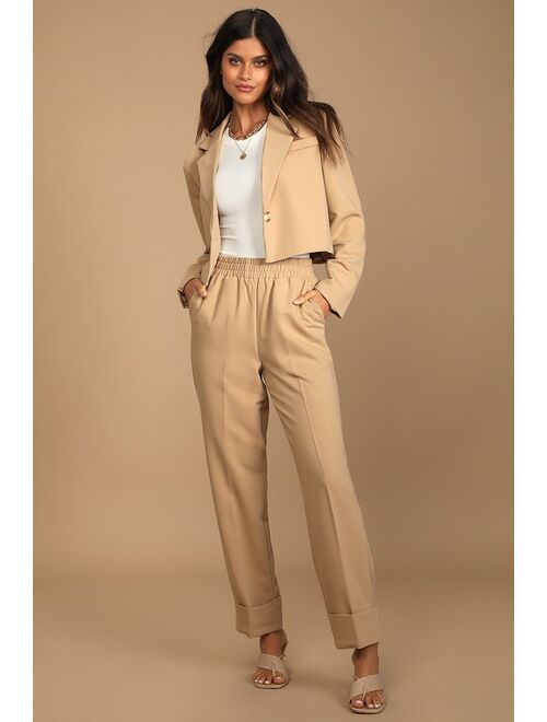 Raine Beige Cropped Blazer