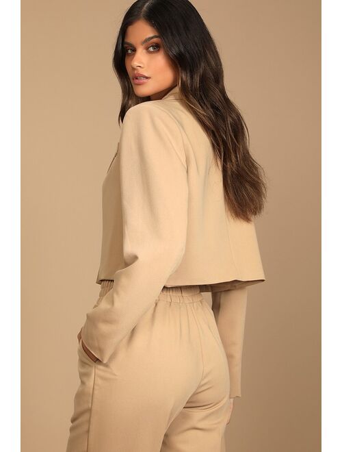 Raine Beige Cropped Blazer