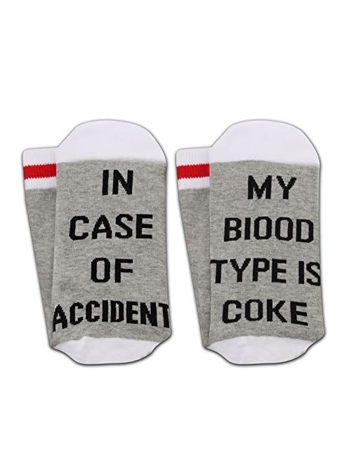 TSOTMO 2 Pairs Coke Drink Socks In Case Of Accident My Blood Type Is Coke Socks Trending Design Socks