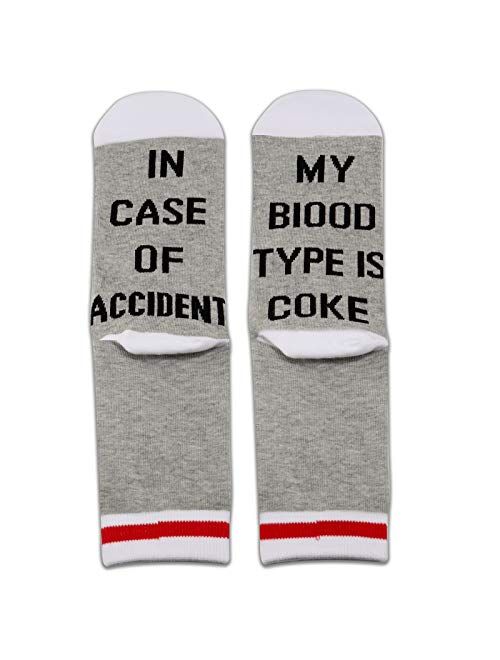 TSOTMO 2 Pairs Coke Drink Socks In Case Of Accident My Blood Type Is Coke Socks Trending Design Socks