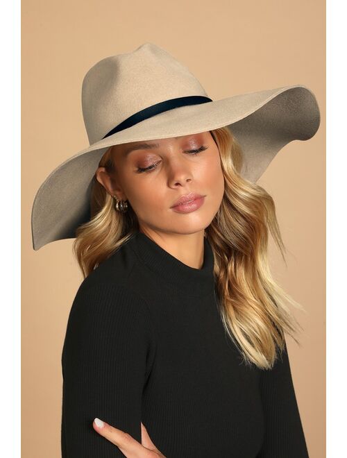 Lulus Going Somewhere Tan Wool Floppy Hat