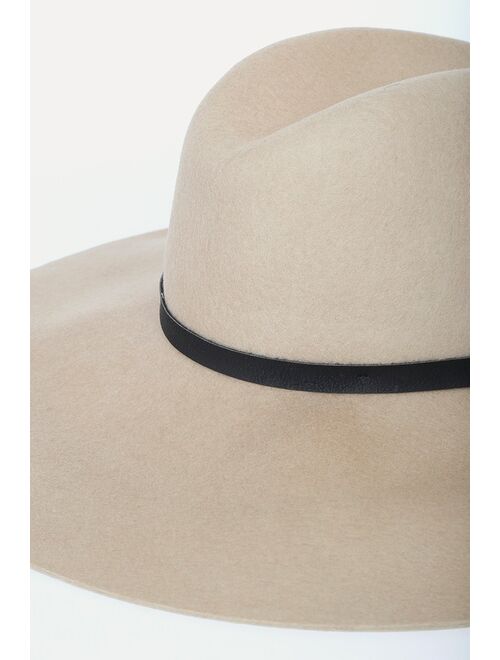 Lulus Going Somewhere Tan Wool Floppy Hat