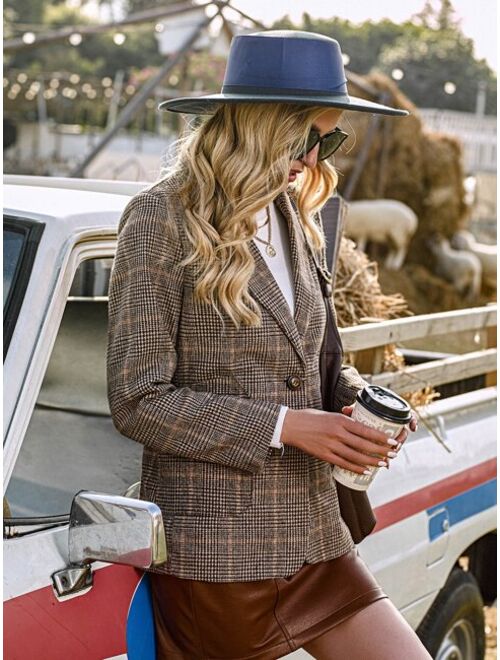 Shein Plaid Single Button Blazer