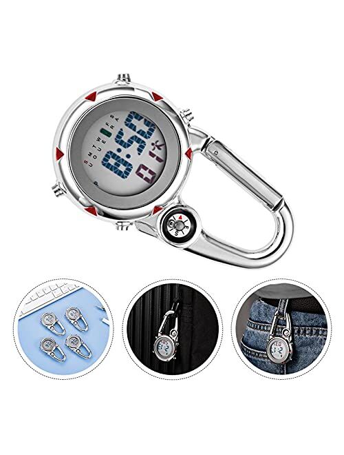 BINGHC 1pc Mini Clip On Carabiner Digital Watch Sports Watches Quartz Watch Carabiner Watch for Outdoor Activities (Color : Red)