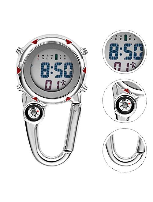 BINGHC 1pc Mini Clip On Carabiner Digital Watch Sports Watches Quartz Watch Carabiner Watch for Outdoor Activities (Color : Red)