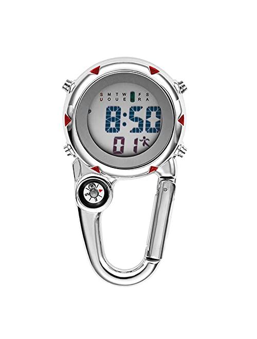 BINGHC 1pc Mini Clip On Carabiner Digital Watch Sports Watches Quartz Watch Carabiner Watch for Outdoor Activities (Color : Red)