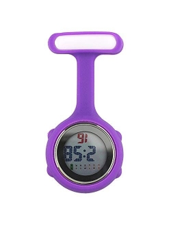 angel3292 1Pc Digital Display Dial Clip-On Fob Nurse Brooch Pin Hang Pocket Electric Watch Red