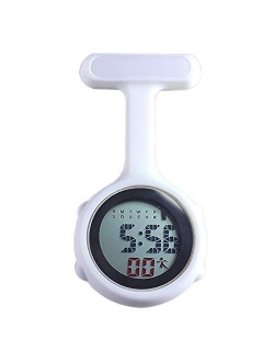 angel3292 1Pc Digital Display Dial Clip-On Fob Nurse Brooch Pin Hang Pocket Electric Watch Red