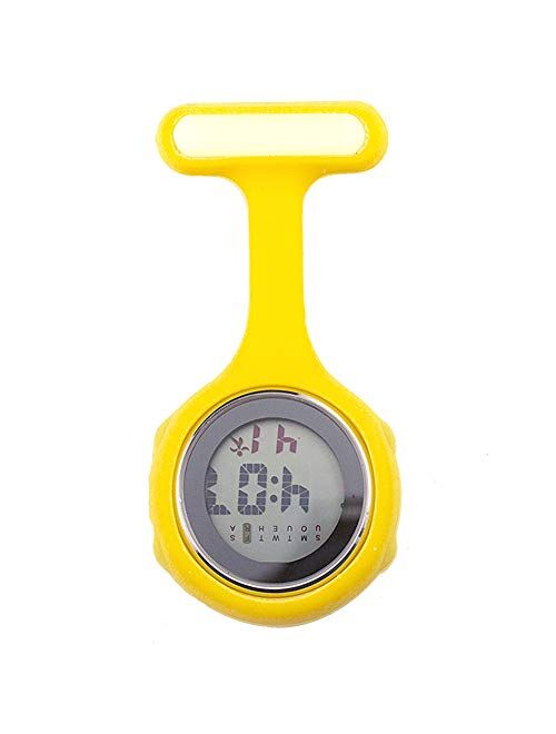 angel3292 1Pc Digital Display Dial Clip-On Fob Nurse Brooch Pin Hang Pocket Electric Watch Red