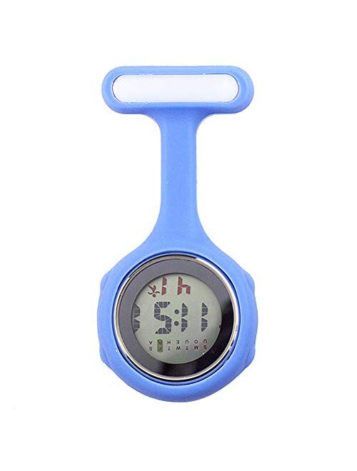 angel3292 1Pc Digital Display Dial Clip-On Fob Nurse Brooch Pin Hang Pocket Electric Watch Red