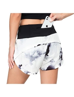 Workout Shorts for Women with Liner High Waisted Womens Athletic Shorts with Zip Pocket for Running Gym- 4 Inches