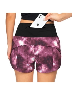 Workout Shorts for Women with Liner High Waisted Womens Athletic Shorts with Zip Pocket for Running Gym- 4 Inches