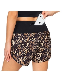 Workout Shorts for Women with Liner High Waisted Womens Athletic Shorts with Zip Pocket for Running Gym- 4 Inches