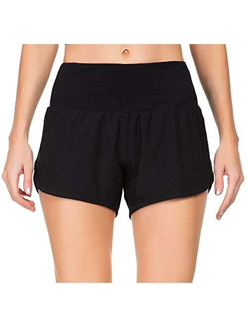 Rrosseyz Workout Shorts for Women with Liner High Waisted Womens Athletic Shorts with Zip Pocket for Running Gym- 4 Inches