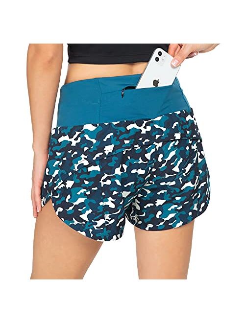 Rrosseyz Workout Shorts for Women with Liner High Waisted Womens Athletic Shorts with Zip Pocket for Running Gym- 4 Inches