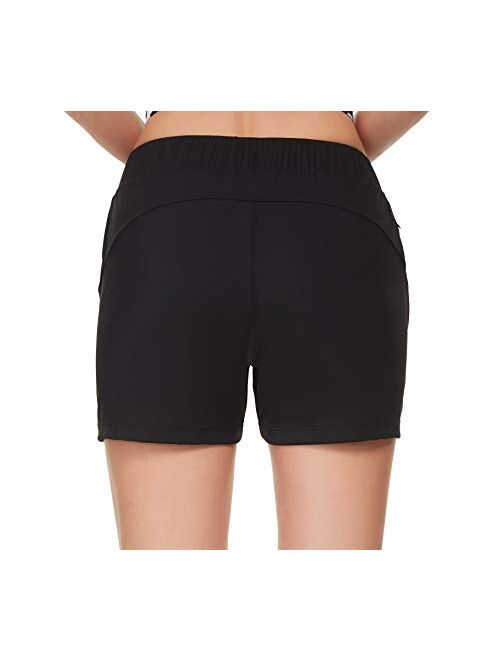 Kcutteyg Workout Shorts for Women with 3 Pockets, Running Yoga Athletic Gym Sports Hiking Shorts 2.5"