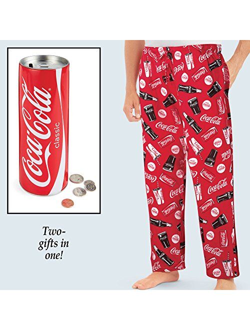 Collections Etc Men's Coca Cola Classic Men's Lounge Pants in Can Bank RED MEDIUM