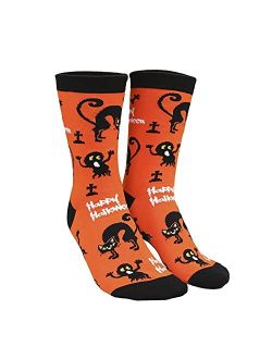 Womens Halloween Socks Novelty Pumpkins Bats Skeletons Spider Prin Crew Socks Casual Socks