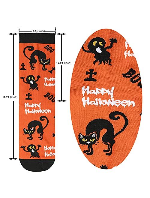 Womens Halloween Socks Novelty Pumpkins Bats Skeletons Spider Prin Crew Socks Casual Socks