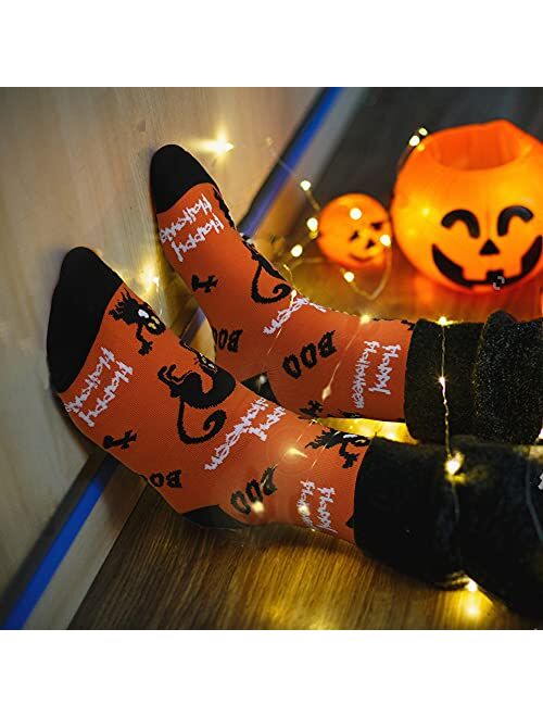 Womens Halloween Socks Novelty Pumpkins Bats Skeletons Spider Prin Crew Socks Casual Socks