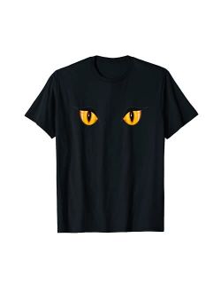 Spooky Creepy Ghost Black Cat Orange Eyes Halloween T-Shirt