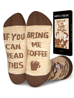 ANTI BASIC Socks Gift for Women-Novelty Peach Cat Book Coffee Halloween Wine Socks