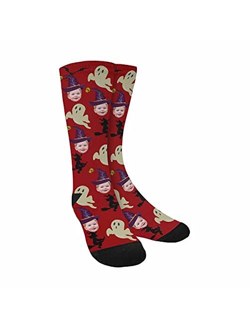 Custom Halloween Socks with Faces Skeleton Socks Personalized Unisex Crew Socks Socks Halloween Gifts for Men Women