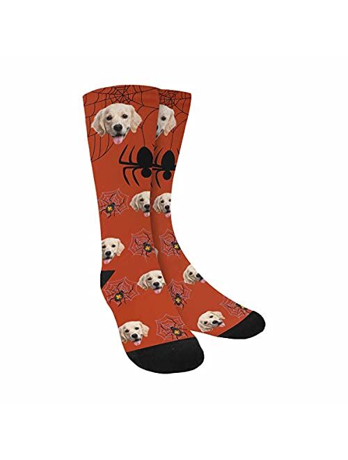 Custom Halloween Socks with Faces Skeleton Socks Personalized Unisex Crew Socks Socks Halloween Gifts for Men Women