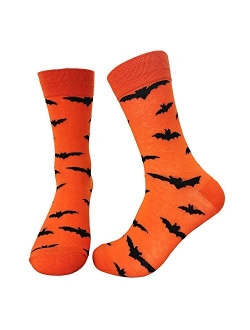 Men Women's Novelty Crazy Funny Halloween Crew Socks Colorful Pumpkin Bat Zombie Bride Demons Casual Patterned Sock