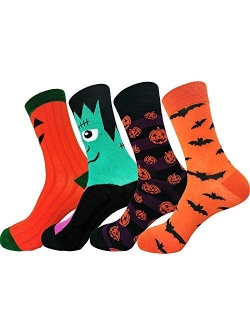 Men Women's Novelty Crazy Funny Halloween Crew Socks Colorful Pumpkin Bat Zombie Bride Demons Casual Patterned Sock