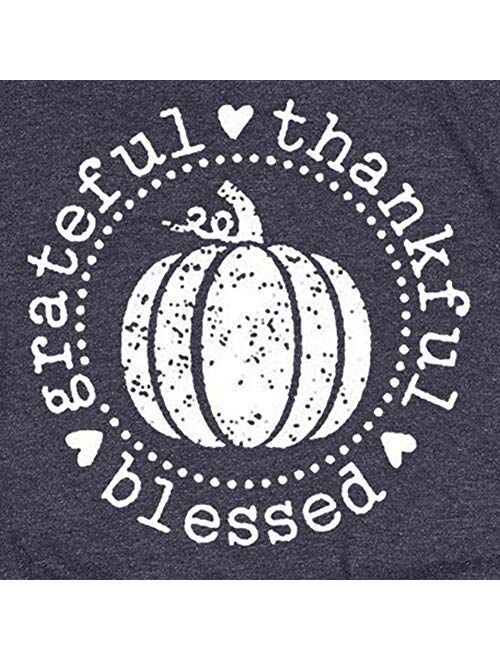 Grateful Thankful Blessed Thanksgiving T Shirt Women Cute Pumpkin Graphic Print Short Sleeve Fall Tee Tops