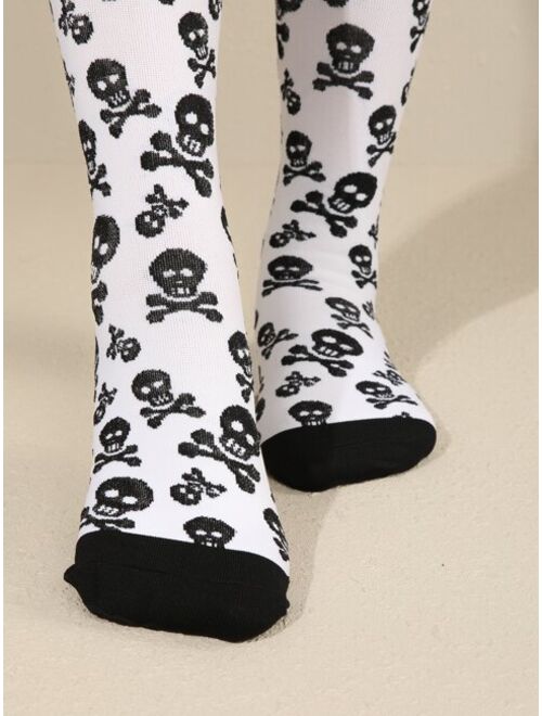 Shein Skull Print Over The Calf Socks