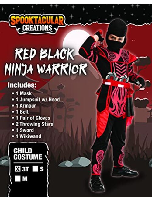 Red Black Halloween Warrior Ninja Costume for Boys and Girls, Halloween Dress Up Party, Ninja Role Playing, Themed Parties