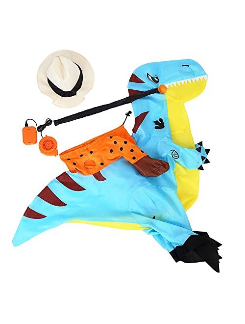 Acekid Halloween Inflatable Dinosaur Costume for Kids Blue, Riding a Dinosaur Blow up Costume for Boys Girls, Good for Halloween Party, Halloween Cosplay, Halloween Dress