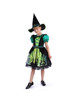 Wizland Halloween Skeleton Costume Kids, Girls Witch Tutu Dress with Dark Unicorn Headband,Wings.