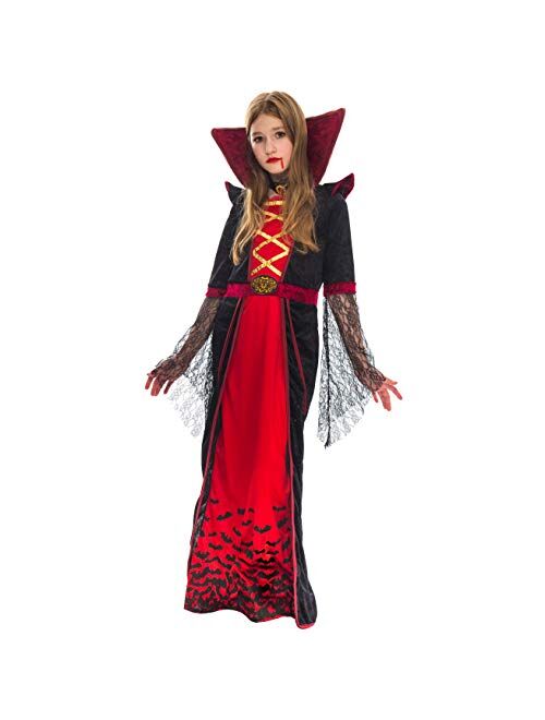 Buy Royal Vampire Costume for Girls Deluxe Set Halloween Gothic ...