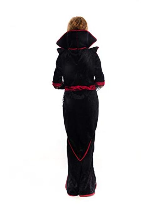 Royal Vampire Costume for Girls Deluxe Set Halloween Gothic Victorian Vampiress Queen Dress Up Party