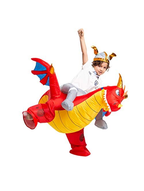 Spooktacular Creations Inflatable Costume Dragon Riding a Fire Dragon Air Blow-up Deluxe Halloween Costume - Child