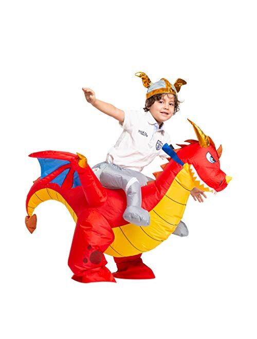 Spooktacular Creations Inflatable Costume Dragon Riding a Fire Dragon Air Blow-up Deluxe Halloween Costume - Child