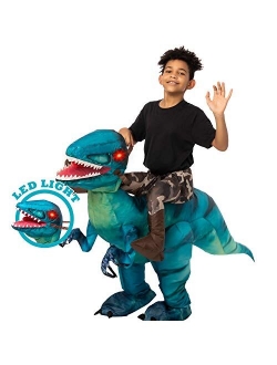 Inflatable Halloween Costume Ride A Raptor Inflatable Costume with LED Light Eyes - Child Unisex